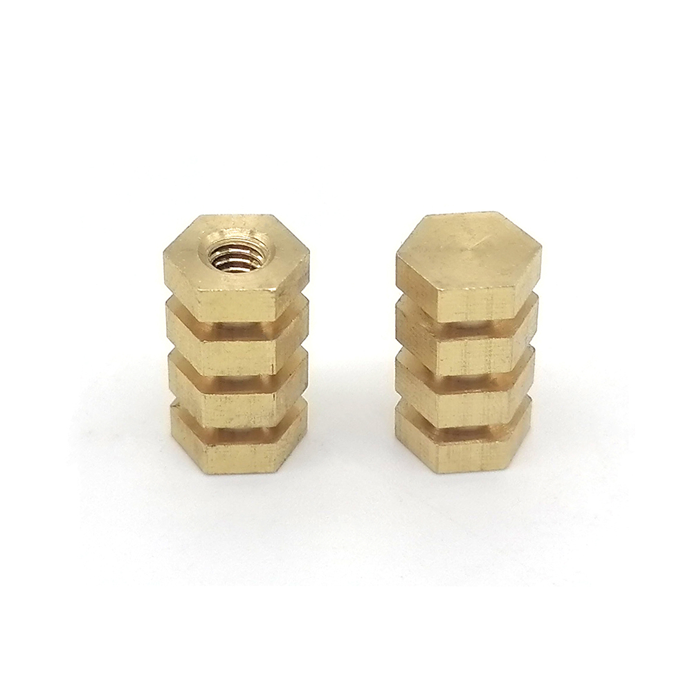 機加工非標數控8×15車削件六角銅嵌件黃銅嵌入件